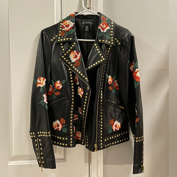 Anna Sui Rockstud floral embroider faux leather jacket - Picture 1 of 5